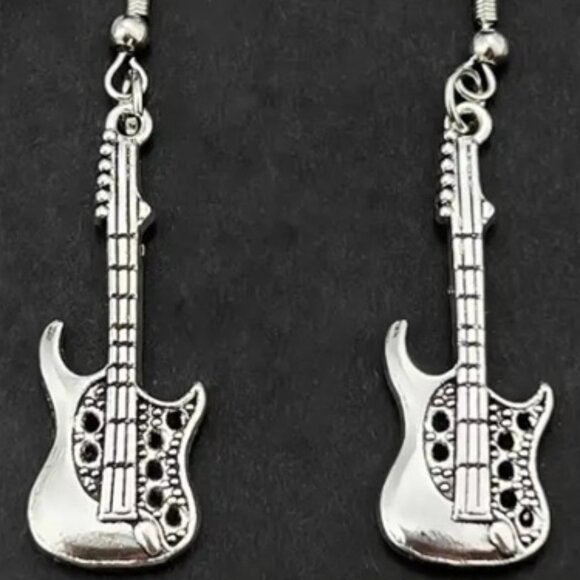 Guitar Design Dangle Earrings - Picture 3 of 3